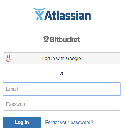 Bitbucket Anmeldebildschirm